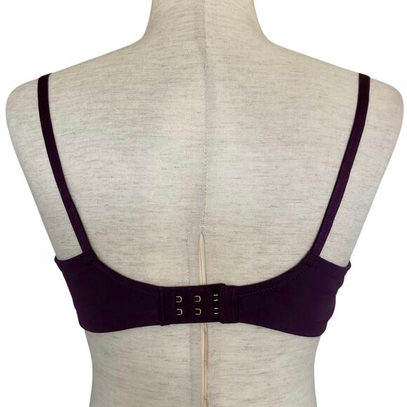 NEW SKARLETT BLUE Sheer Lace Balconette Bra Purple Size 36B Adjustable - Picture 3 of 6